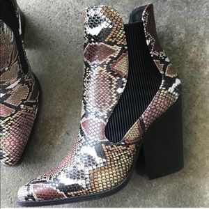 Python Multi Colored Snake Ankle Bootie